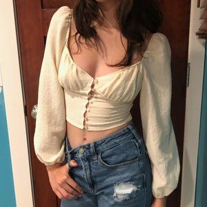 Pale Yellow Button-up Blouse